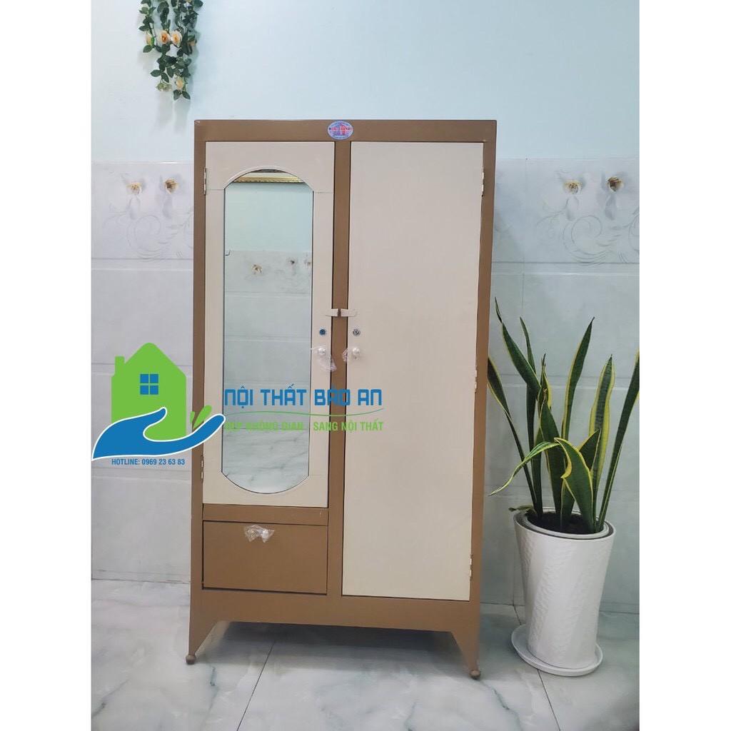 Tủ sắt quần áo 2 cửa ngang 1m2 cao 1m8
