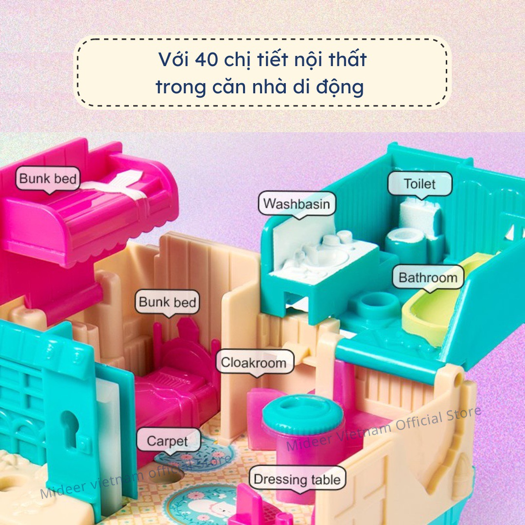 Ngôi nhà búp bê Mideer Magic Dollhouse,  mô hình mini có âm thanh cho bé 2,3,4,5,6 tuổi