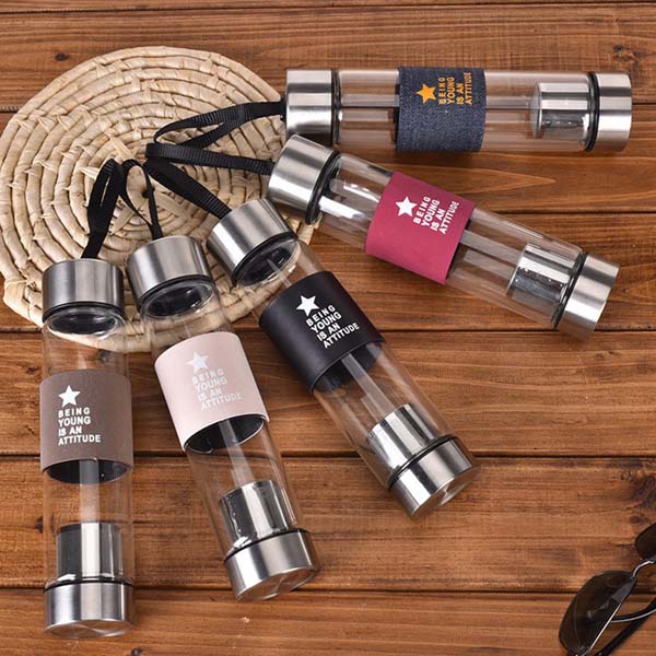 Bình thủy tinh cao cấp dày đẹp thiết kế đẹp hiện đại, dung tích 450ml - Bình giữ nhiệt thủy tinh trong suốt có lưới lọc trà, ủ trà thông minh, thiết kế cầm tay