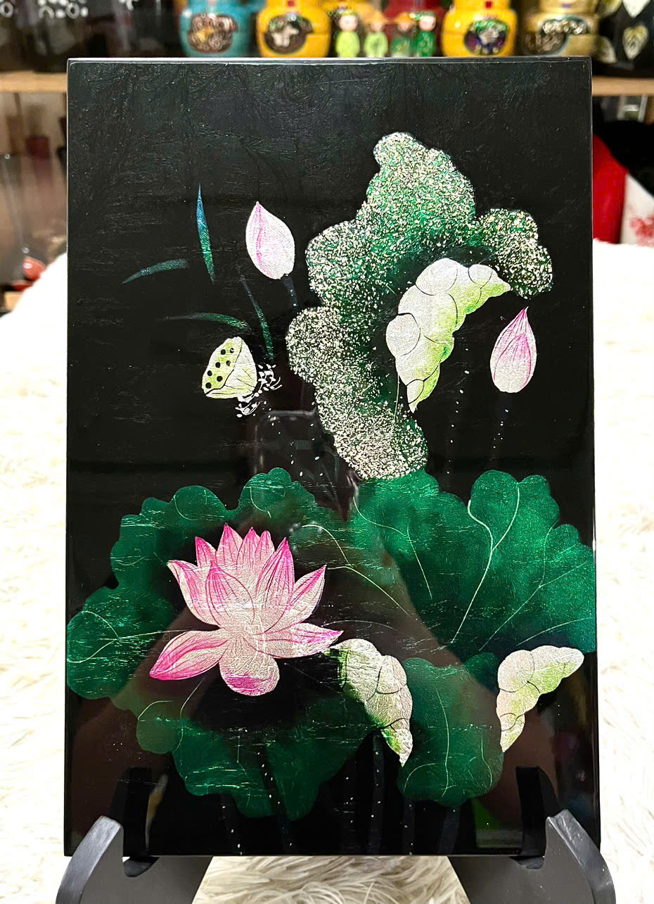 Tranh sơn mài - vẽ màu kết hợp dát vàng/ bạc Thanh Bình Lê, hàng xuất khẩu 20x30 cm