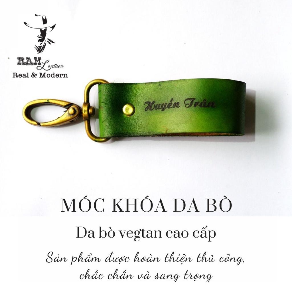 Móc khóa da bò vegtan khắc tên theo yêu cầu - RAM Leather