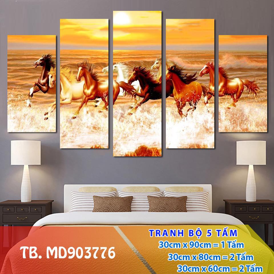 Bộ 5 tấm tranh treo tường Mã Đáo Thành Công TB.MD903776 /Gỗ nhập khẩu Hàn Quốc-Bo viền,chống lóa,ẩm mốc,mối mọt