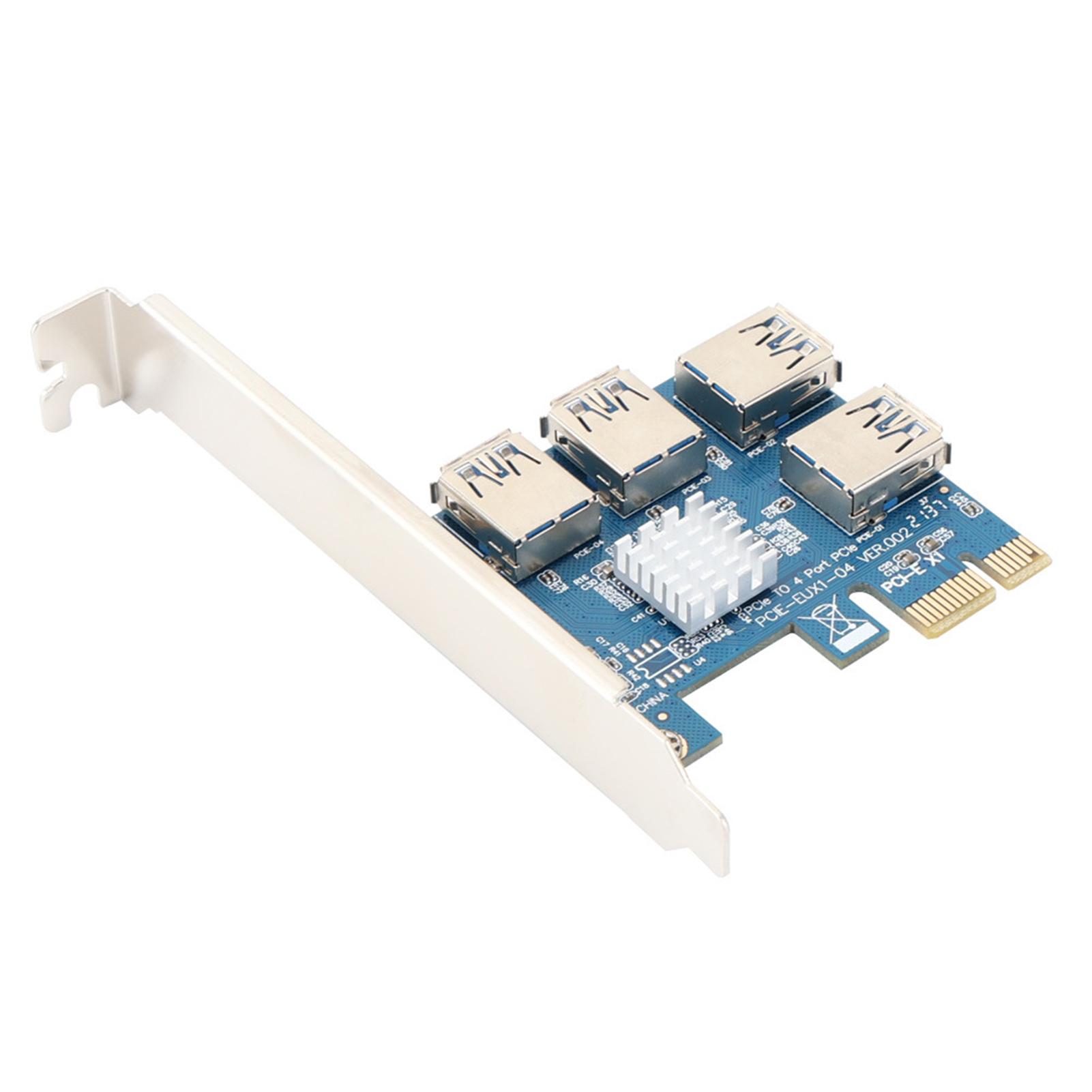 1 to 4 PCIE Splitter External USB 3.0 Adapter Port Converter PCI Expansion Card