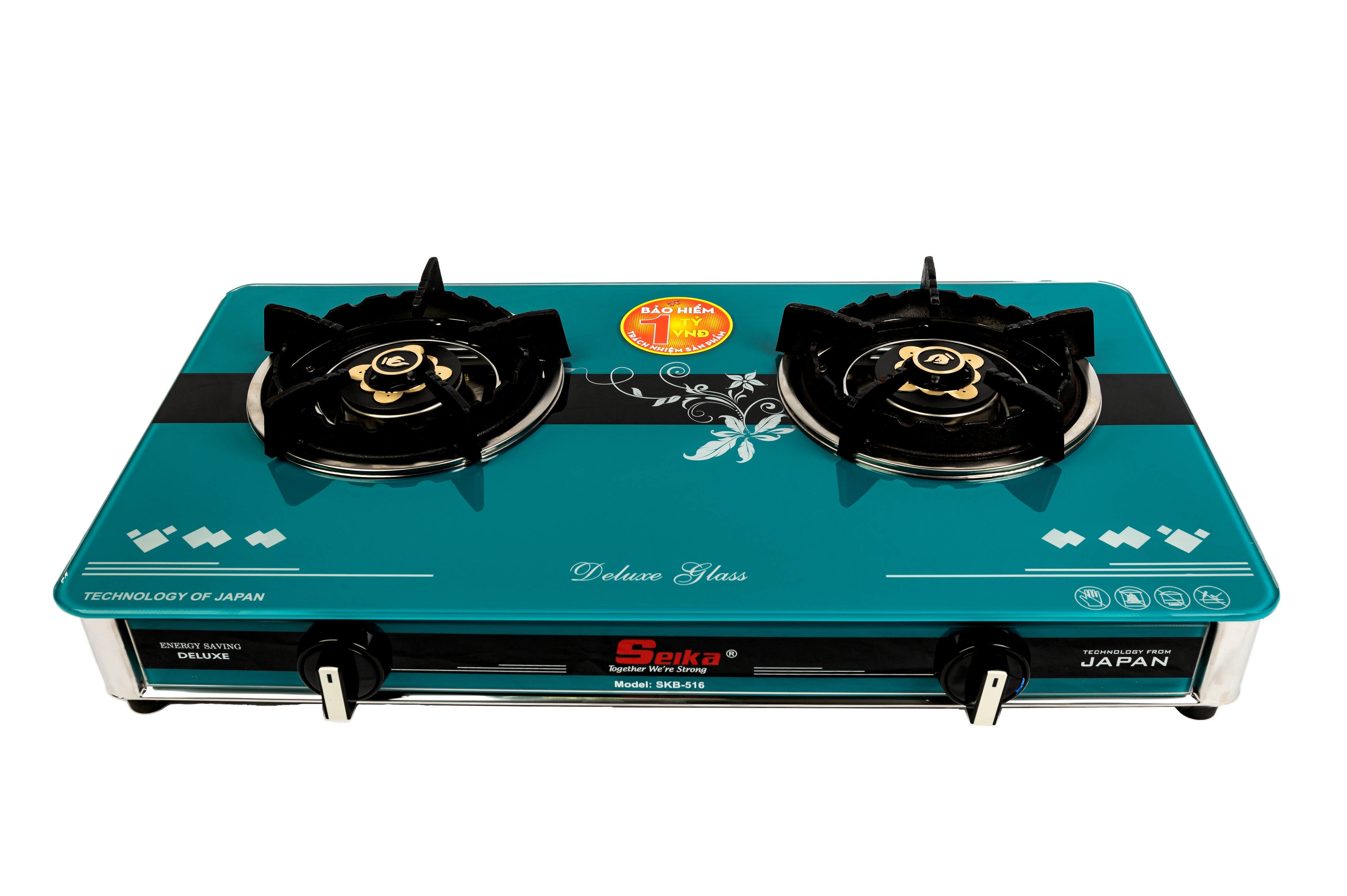 Bếp Gas Đôi Mặt Kính Sen Đồng Seika SKB516 - Hàng Chính Hãng
