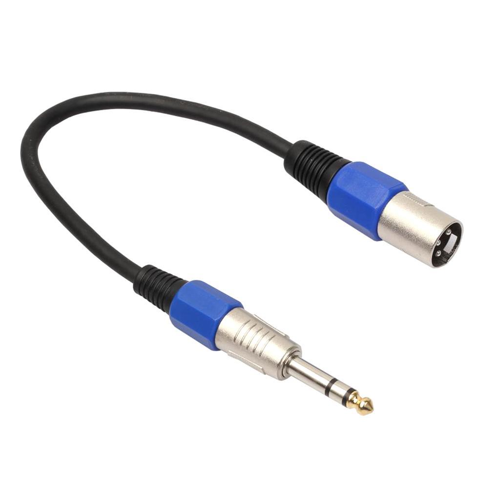 3-pin XLR Male to 1/4" 6.35mm TRS Male Balanced Stereo Audio Mic Cable 0.3m