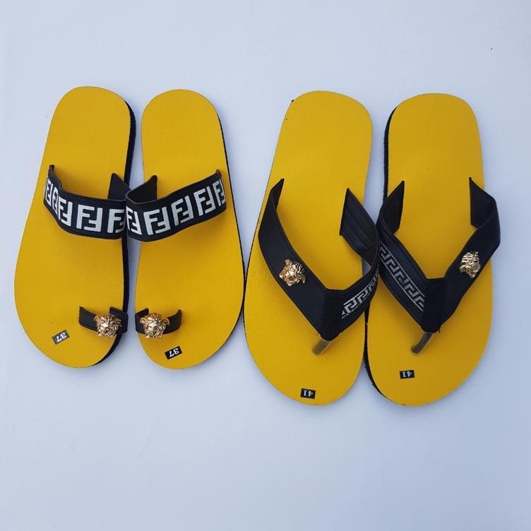 sandal đồng nai dép cặp nam và nữ ( đế vàng quai đen ) size từ 35 nữ đến 43 nam