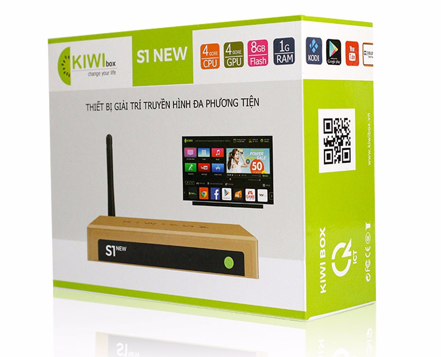 Android TV box Kiwi S1 New - Hàng Chính Hãng