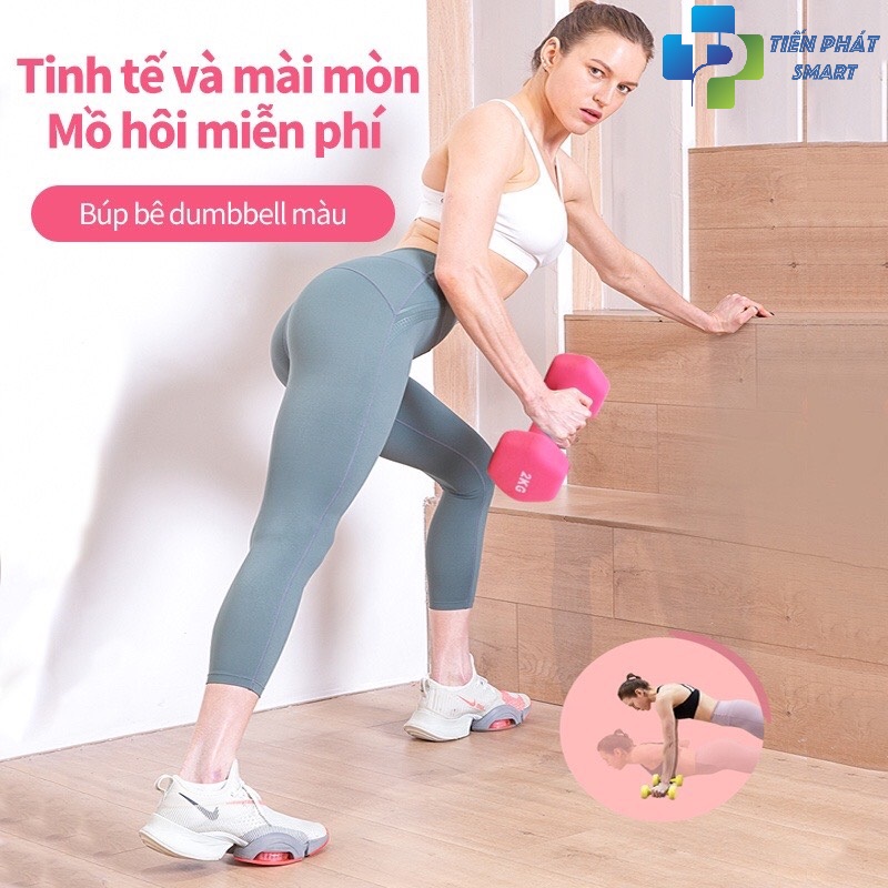 Bộ 2 Tạ Tay 4kg Bọc Cao Su Trơn Lõi Thép Cao Cấp Chính Hãng-Giao Màu Ngẫu Nhiên