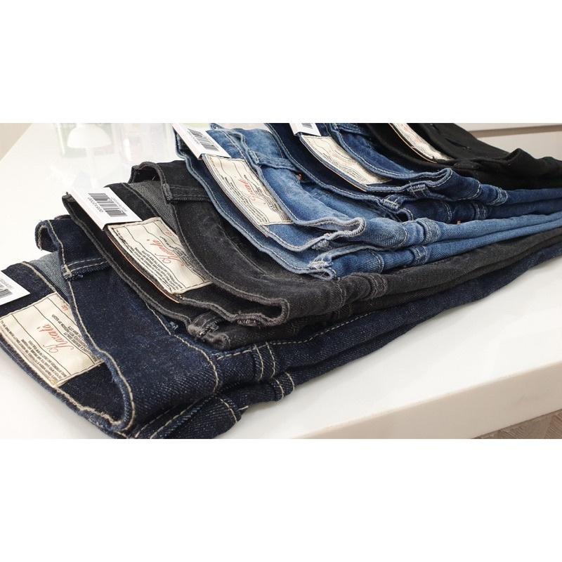 Quần jean nam xanh wax VNXK Quần bò nam ống đứng jeans co giản