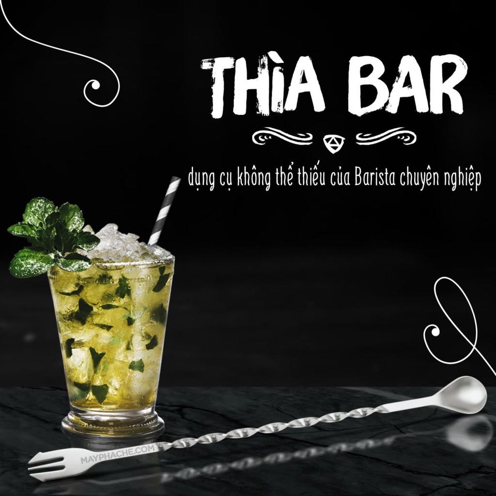 Thìa muỗng khuấy bar spoon bartender đầu tròn hai đầu inox 26cm - 32cm