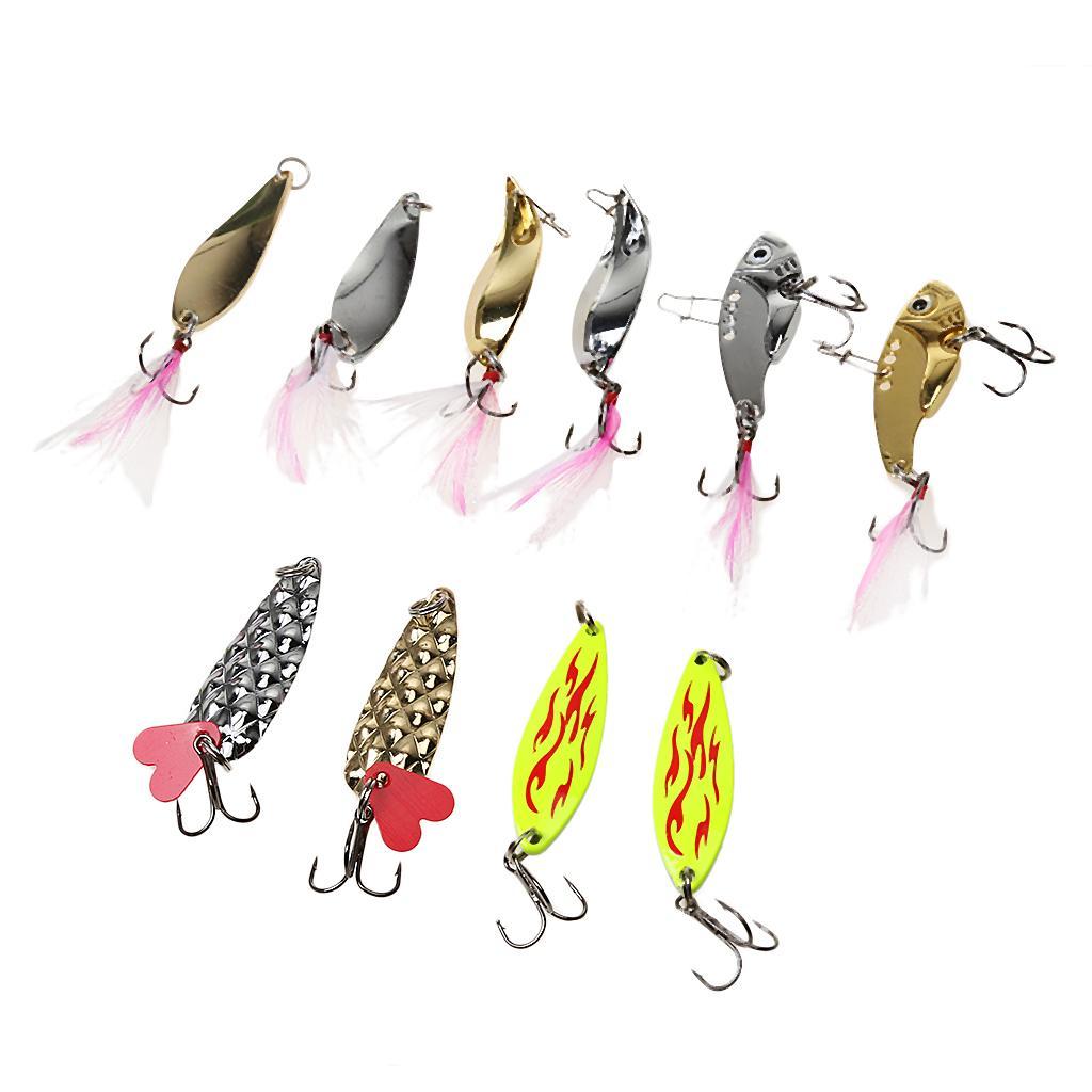 Pack of 10 Assorted Metal Fishing Lures Bass CrankBait Spoon Crank Bait Tackle