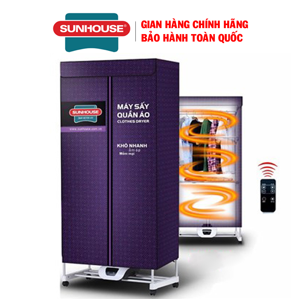 Tủ sấy quần áo Sunhouse SHD2707, Công suất 1500W, Có 3 tầng treo quần áo, Hàng chính hãng - Bảo hành 12 tháng