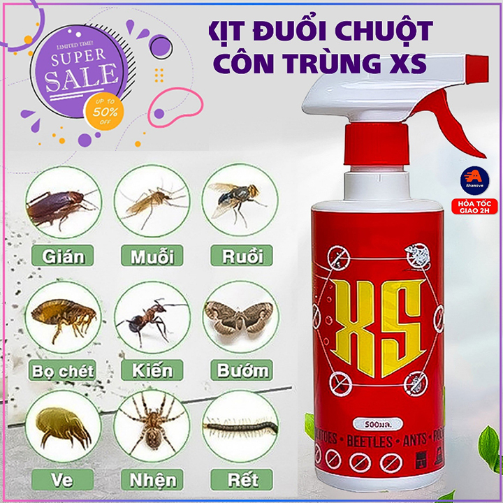 Chai Xịt Đuổi Chuột XS 500 ML Thái Lan - Không Mùi, An toàn - Xua Đuổi Chuột, Gián, Côn Trùng Nguồn Gốc Thảo Mộc Có Kèm Vòi Xịt