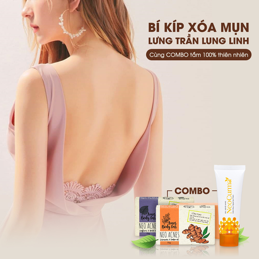 Bộ đôi xà phòng 100% thiên nhiên ngừa thâm mụn lưng &amp; body Neo Acnes Cam &amp; Tím (75g)