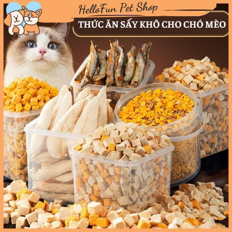 Thức ăn sấy khô cho chó mèo cao cấp (Ức gà, lòng đỏ trứng, chim cút, gan bò và cá thơm ngon)