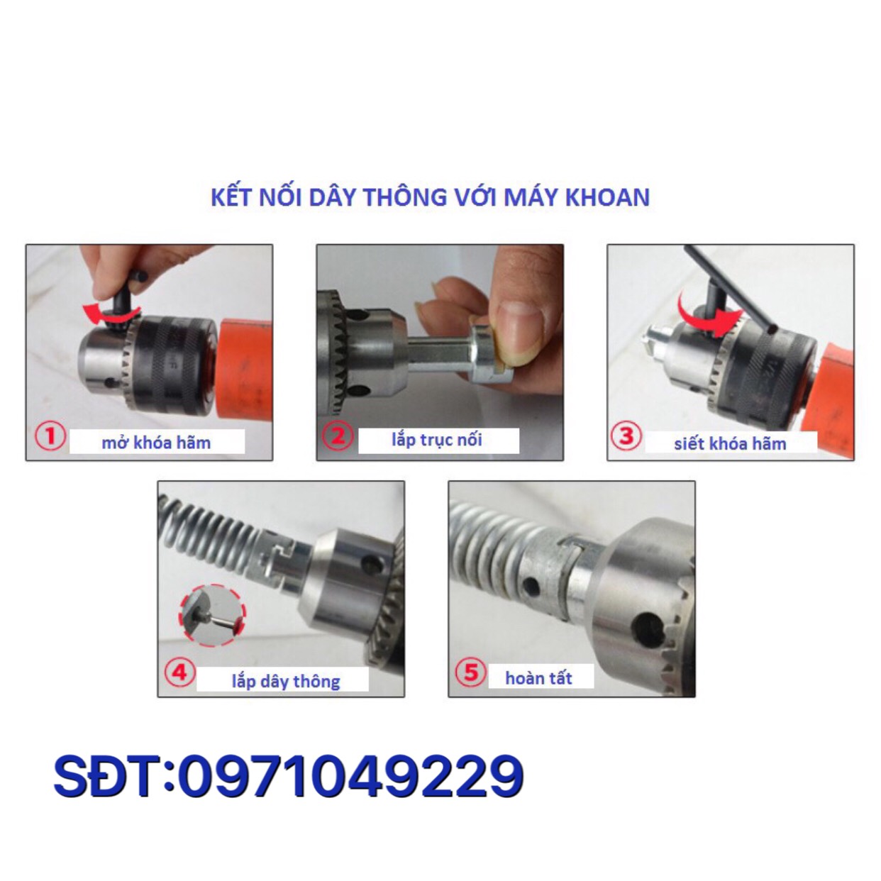 Dây thông tắc cống, đường ống đường kính 16mm dùng cho máy khoan dài 15m