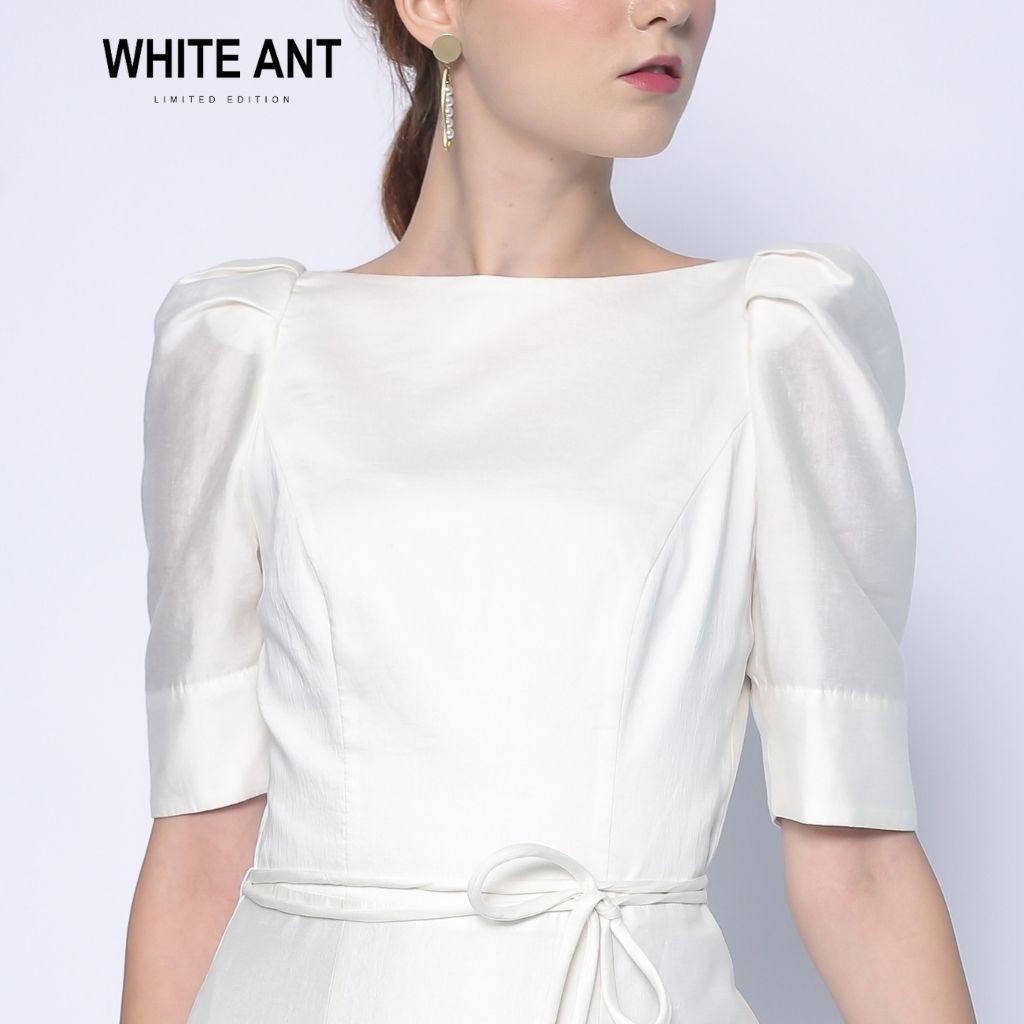 Đầm A cổ thuyền nữ dáng dài vải modal cao cấp White Ant