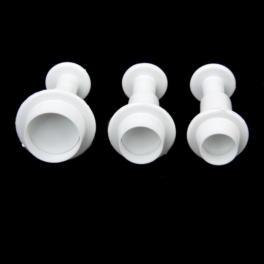 3pcs DIY Round Fondant Cake Sugarcraft Plunger Mold Cupcake Cookie Tools