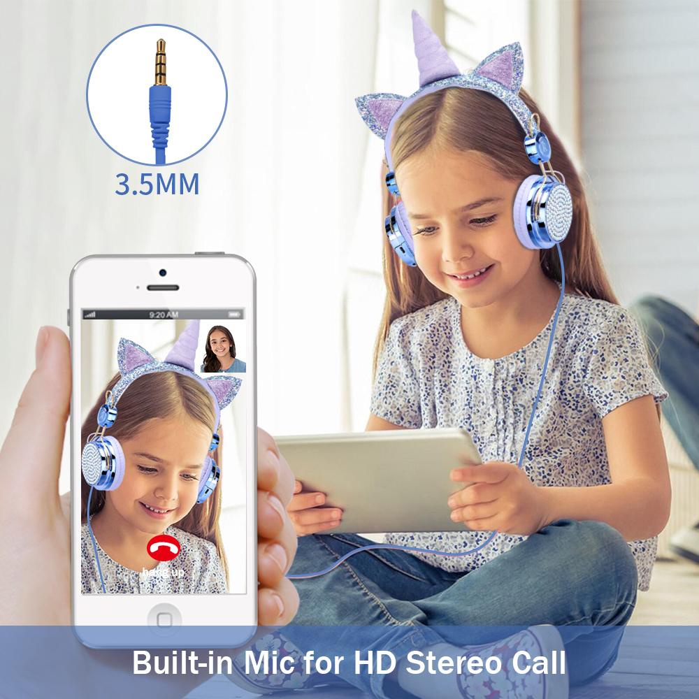 Hoạt Hình Kỳ Lân Có Dây Tai Nghe Có Mic Bé Gái Con Gái Nhạc Stereo Tai Nghe Máy Tính Điện Thoại Tai Nghe Trẻ Em Quà Tặng Sinh Nhật
