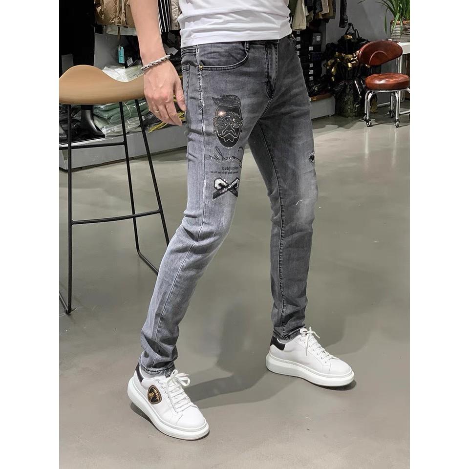 Quần Jean Nam Ống Suông, Quần Bò Nam Co Giãn, Phối Rách Thời Trang Mẫu Mới 2023 OBOK Fashion MS58