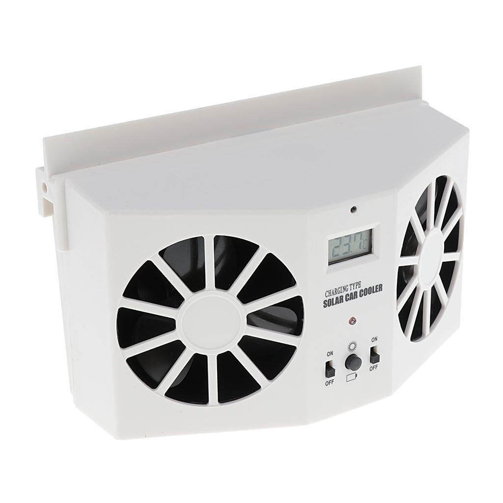 Plug and Solar Dual Fan Window Air Vent Cooler Windshield black