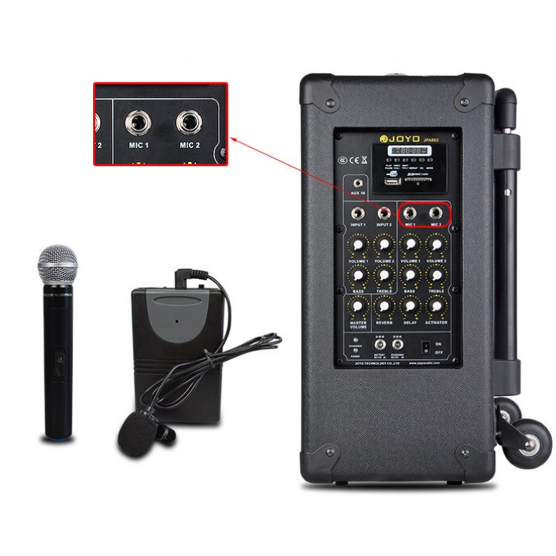 Bộ Ampli khuếch đại âm thanh đường phố di động Joyo JPA 862 - Loa kéo (Gồm Loa, nguồn,  Mic cầm tay và Mic cài áo) - Hàng chính hãng