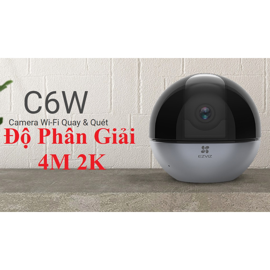 camera IP Wifi Ezviz C6W Siêu Nét 4Mp Độ Phân Giải 2K Xoay Quét 360 Độ Kèm Thẻ 64G-Hàng Chính Hãng