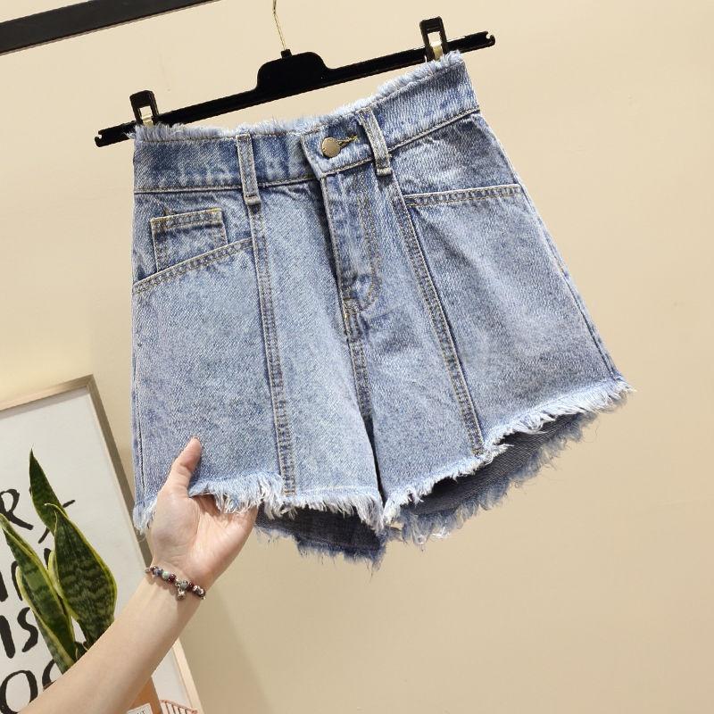 Quần Short Denim Lưng Cao Ống Rộng Size Lớn Thời Trang Hàn Quốc Cho Nữ 200