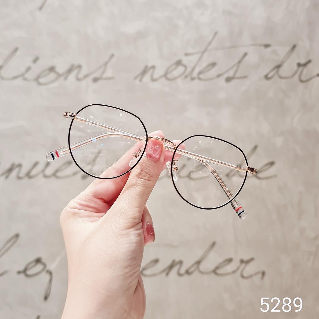 Gọng kính giả cận nam nữ LILYEYEWEAR mắt tròn kim loại thanh mảnh phụ kiện thời trang 5289