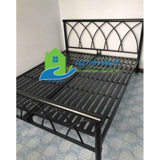 Giường sắt kiểu gỗ cao cấp 140×200