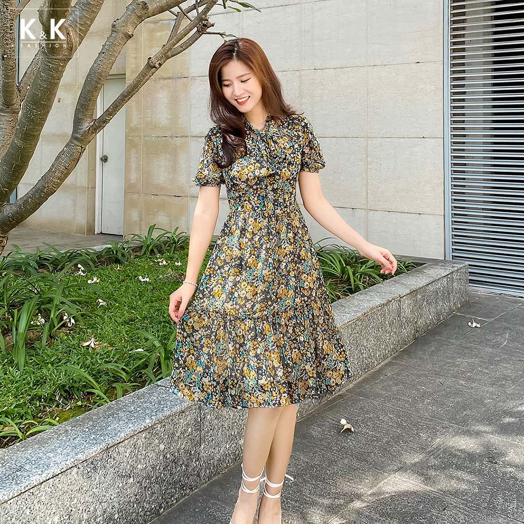 Đầm Hoa Dáng Xòe Đuôi Cá K&amp;K Fashion KK118-24 Chất Liệu Voan Xốp