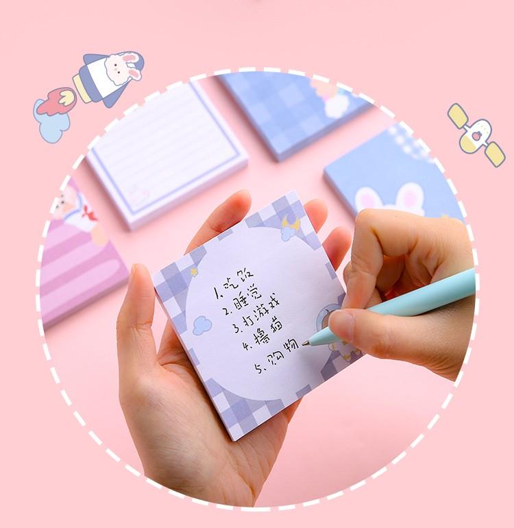 PK726 Tệp 50 tờ Giấy note ghi nhớ màu pastel dễ thương in hình hoạt hình; tiện dụng; kích thước 80X 80 Cm