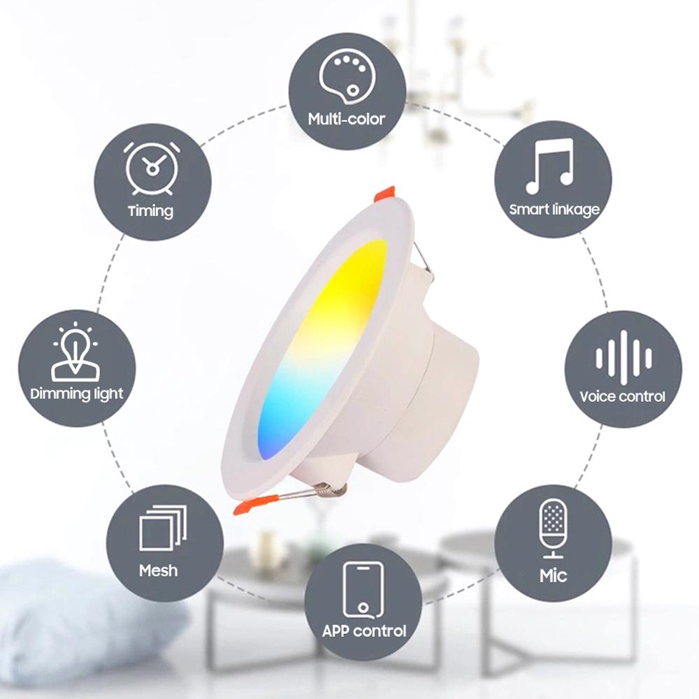 LED Dimming Downlight RGB Multi-color Lights Spot Light Timing Dimmable Eye-comfort Lamp Works With Tuya Google Assistant Alexa