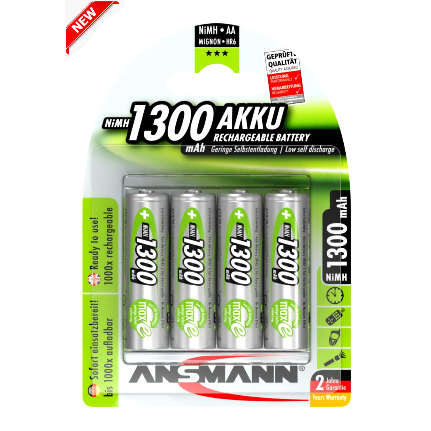 Pin Sạc AA-1300mAh Max-E ANSMANN (Vỉ 4 viên)