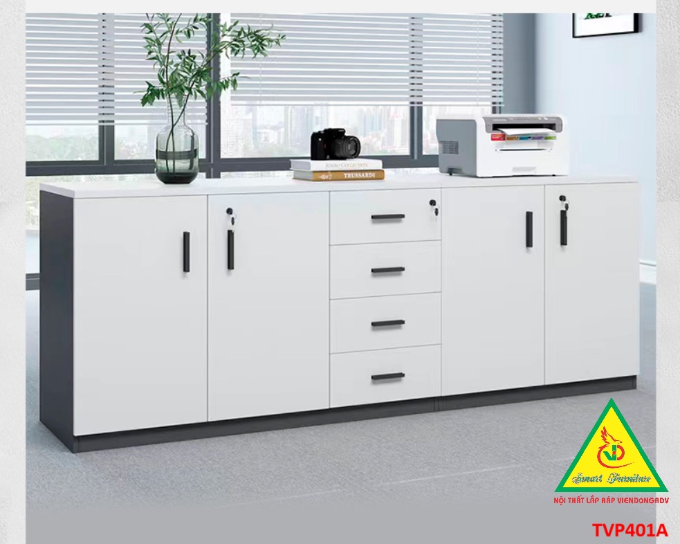 Tủ hồ sơ văn phòng, tủ tài liệu thấp gỗ MDF TVP401A - NỘI THẤT LẮP RÁP VIENDONGADV