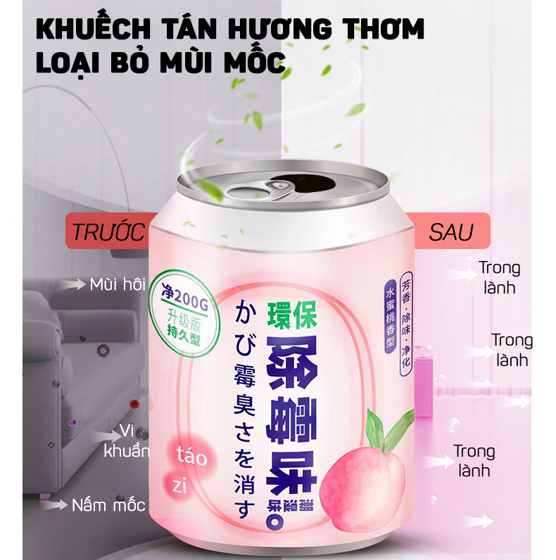 Gel Hương Thơm Đào Làm Sạch Không Khí Khử Mùi Ẩm Mốc, Bảo Vệ Môi Trường Trong Nhà, Trong Xe Ô Tô 200g