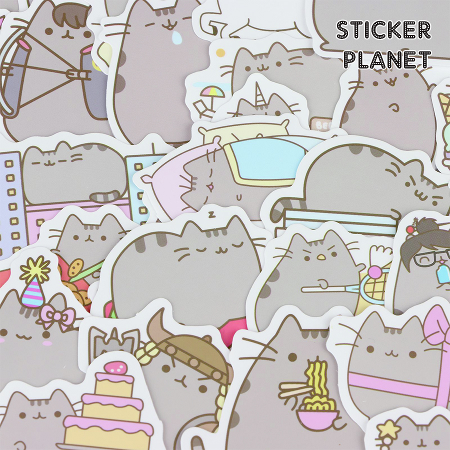 Bộ sticker mèo cat đáng yêu chống thấm nước trang trí mũ bảo hiểm, đàn, guitar, ukulele, điện thoại laptop