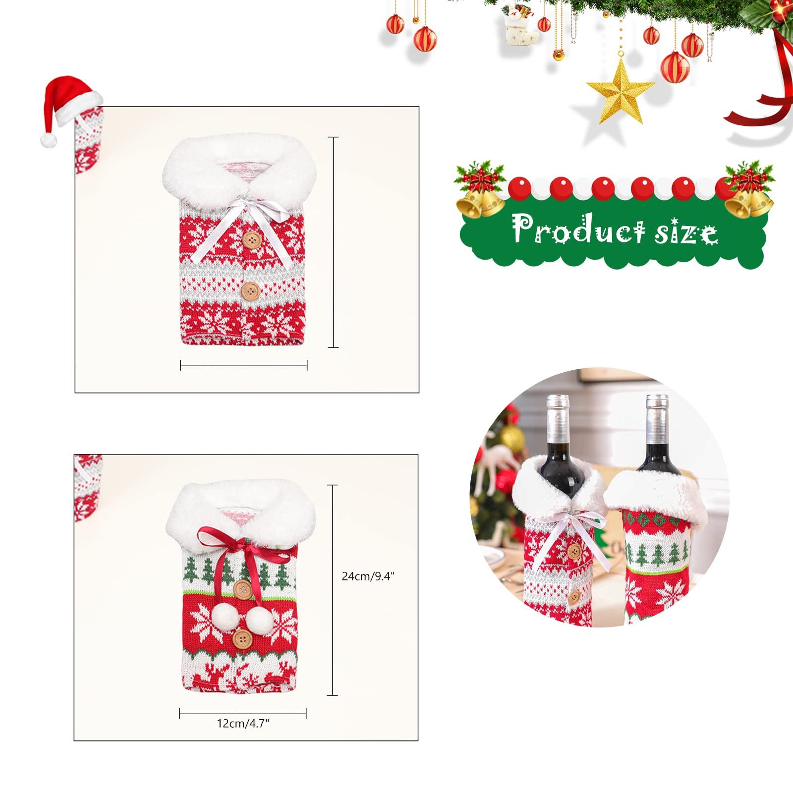 Túi chai rượu cho Giáng sinh, 2 miếng rượu Giáng sinh Túi rượu Giáng sinh Chai bìa Túi rượu vang đỏ Giáng sinh có thể sử dụng lại để trang trí chai Giáng sinh