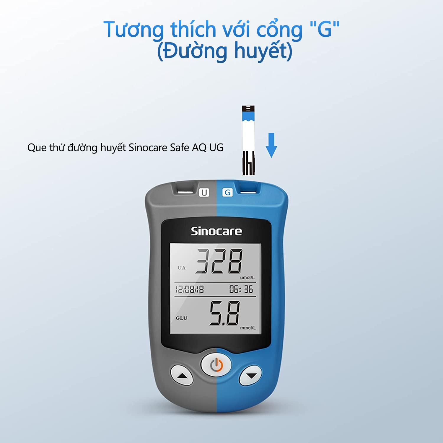 Hộp 50 Que Thử Đường Huyết Safe AQ UG Chính Hãng Sinocare Tặng Kèm 50 Kim Chích Máu