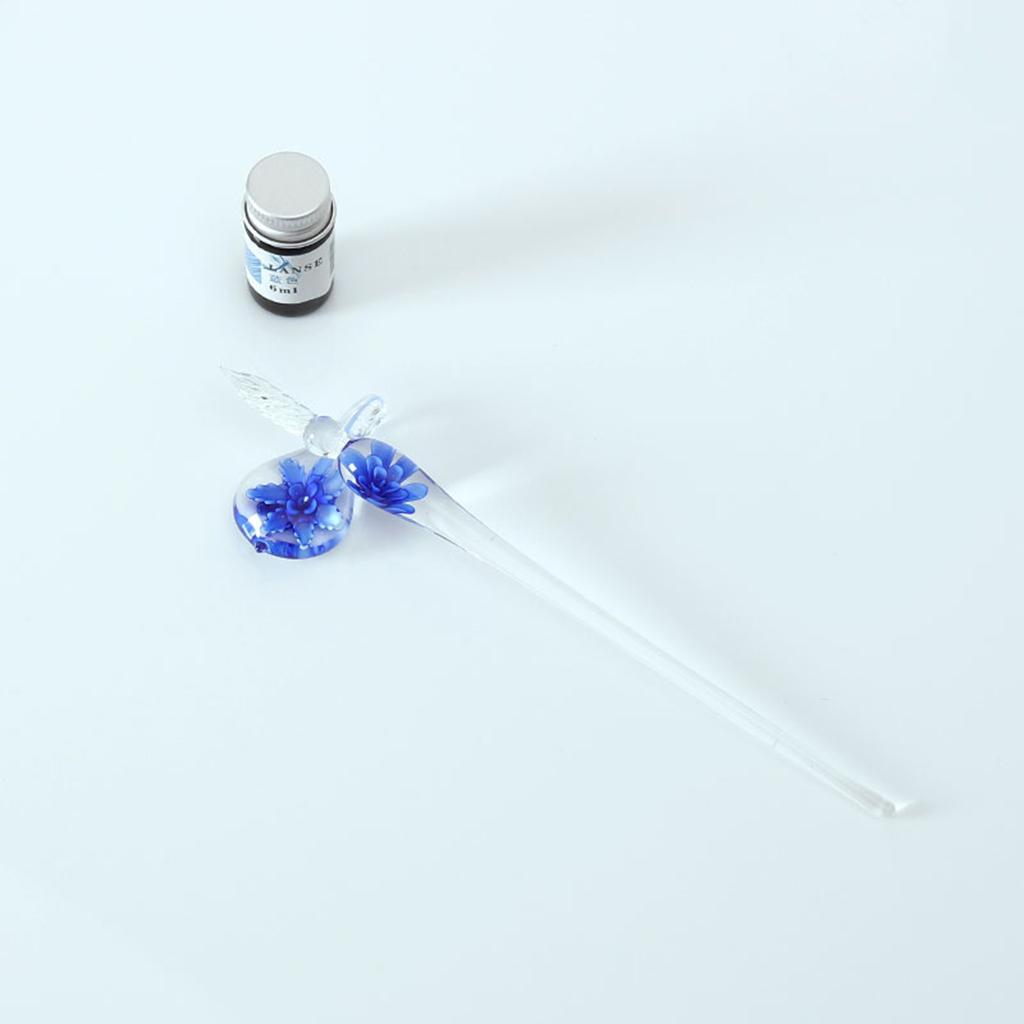 Vintage Glass WRITING PEN Elegant Crystal Glass Dip Sign Pen Gift 6 Colors