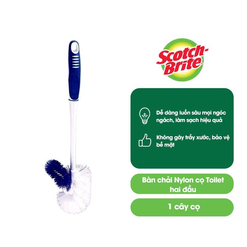 Cọ toilet 2 đầu Scotch-Brite 3M đa năng với đầu nylon bền chắc, không gây trầy xước, chạm đến mọi ngóc ngách