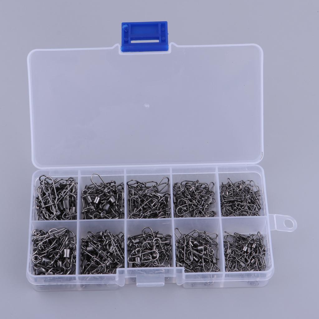 220pcs Stainless Steel Fishing Rolling Swivels with Duolock Snaps Connector