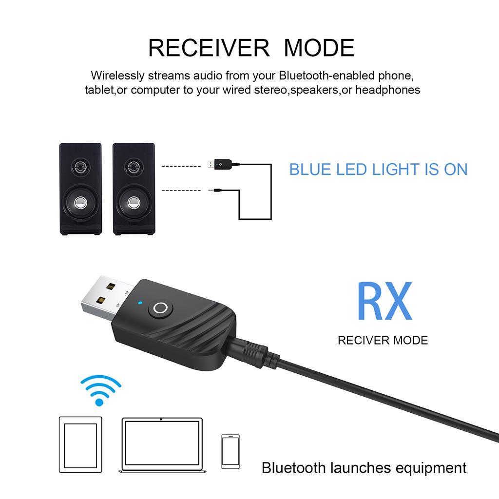 USB Bluetooth 5.0 Receiver Adapter 3.5mm   AUX For TV  AUX Speaker