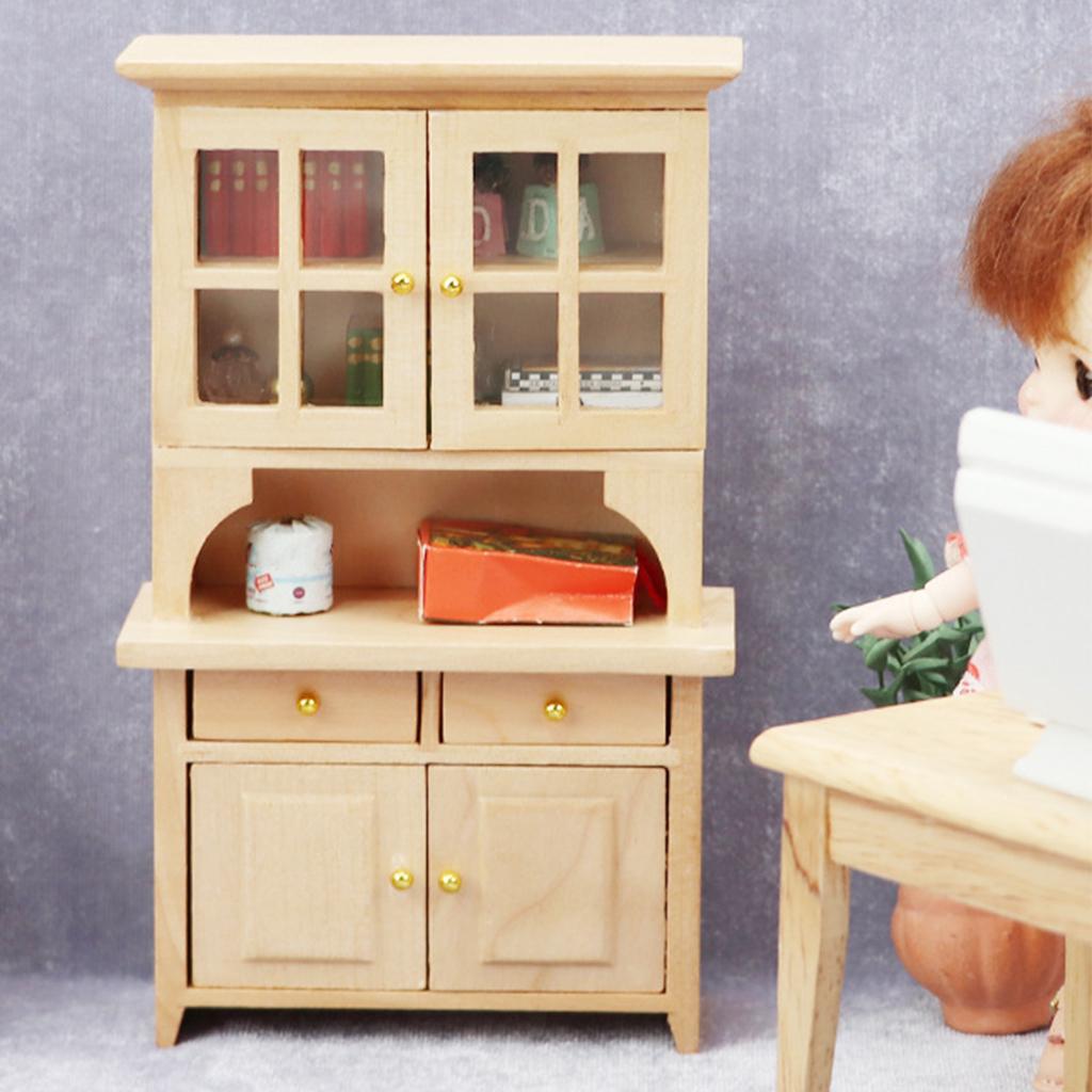 Dollhouse Miniature Wooden Bookcase Shelf Dolls House Miniatures Furniture
