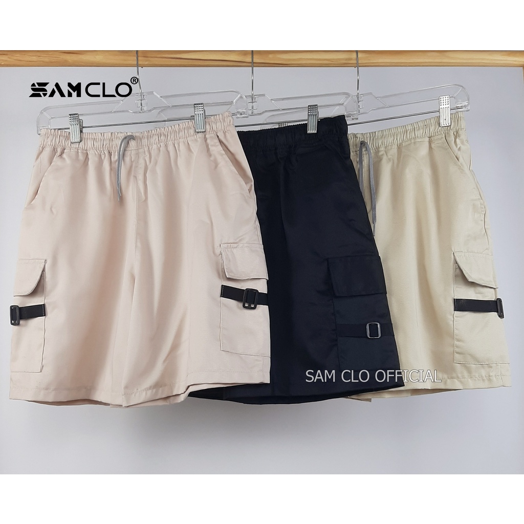 Quần đùi SAM CLO - Quần short Kaki nam nữ túi hộp phối dây dáng suông ống rộng  - M