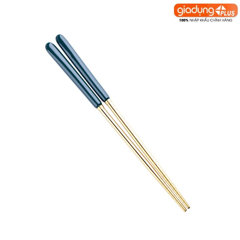 Đũa Inox 401 Mạ Vàng, Tay Cầm Cán Sứ Xanh Ngọc Lục Bảo Sang Trọng - Phong Cách Bắc Âu