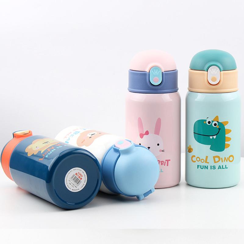 400Ml Trẻ Em Hoạt Hình Inox Ống Hút Giữ Nhiệt Cốc Tập Uống Có Ốp Lưng Chống Rò Rỉ Chân Không Trẻ Nhiệt Nước thermocup