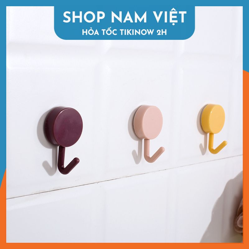 Set 10 Móc Nhựa Tròn Dán Tường Nhiều Màu Sắc Hiện Đại, Móc Treo Đồ Trang Trí Nhà Cửa - Chính Hãng NAVIVU