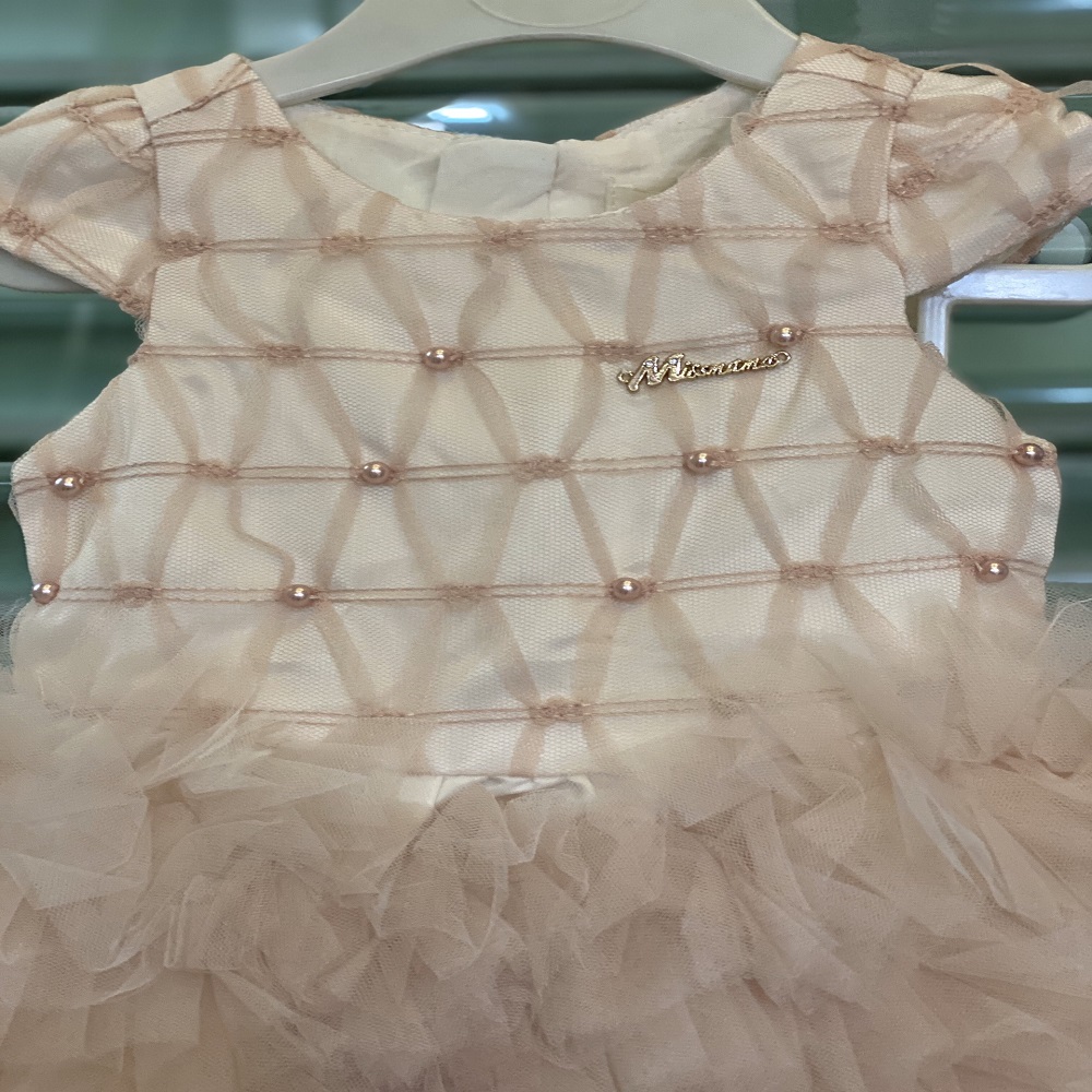 Đầm Tiệc Kiểu Dáng Bí Baby Girl Chất Liệu Lưới Xếp Li Đính Hạt Bẹt Mã 7023