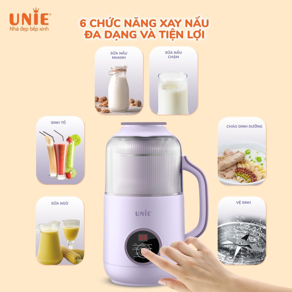 Máy Làm Sữa Hạt Đa Năng Unie UMB09 Nâng Cấp Toàn Diện UMB08, 6 chức năng, Hàng chính hãng (Kèm Quà Tặng)